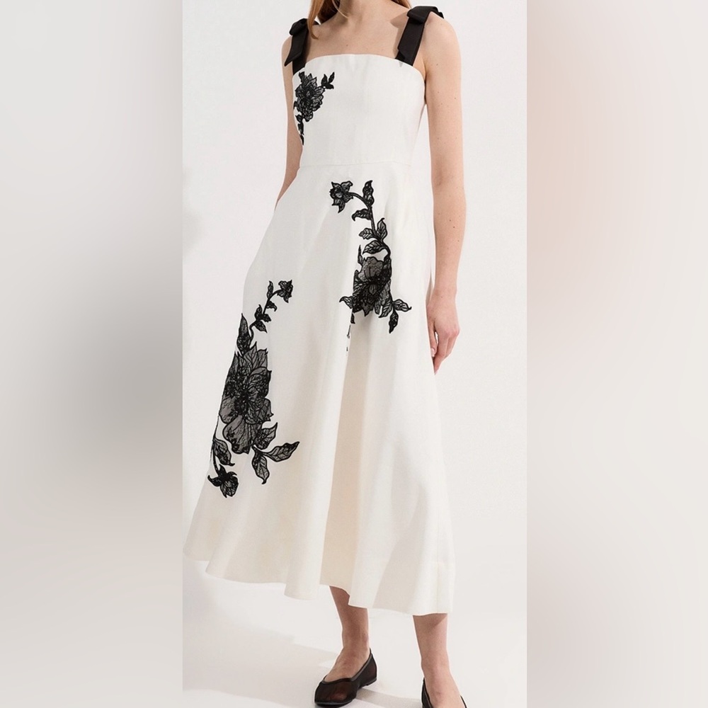 Karen Millen NWT Floral Midi Dress  Yvory Elegant summer  6 US